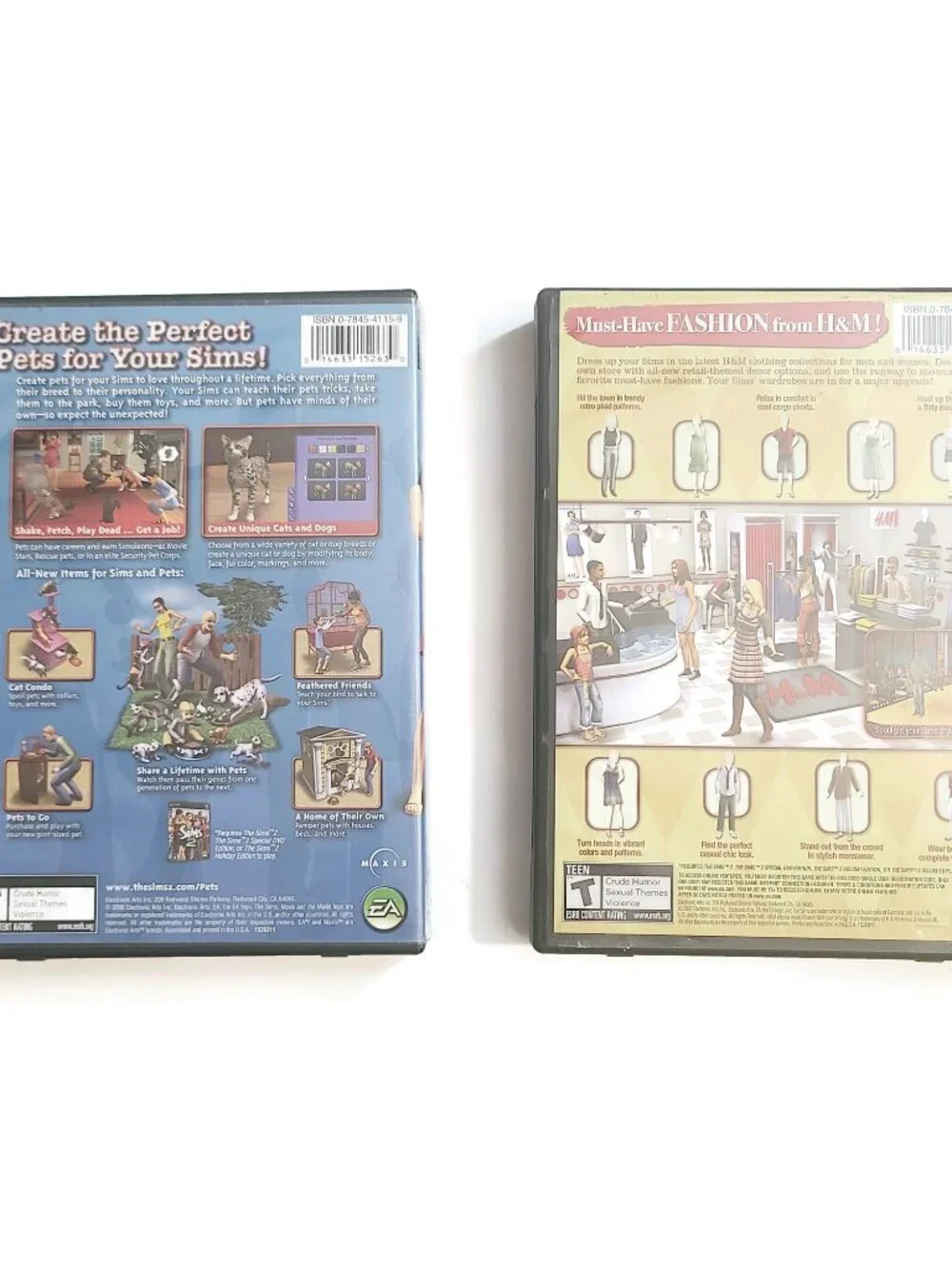 LOT OF 2 The Sims 2 Expansions H&M Fashion Stuff and Pets | With Case / Manuals